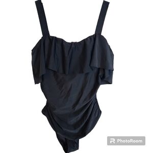 ONE PIECE SWIMSUIT WITH RUFFLE TOP AND CUTOUT BACK